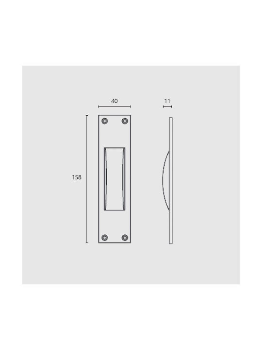Zogometal 230 Χούφτα Πόρτας χωρίς Οπή Μαύρη 230mm 631