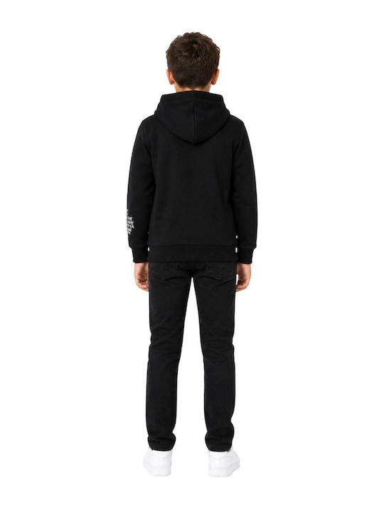 Bluze și Hanorace Pentru Copii Cardigan Cu Glugă Și Buzunare Negru