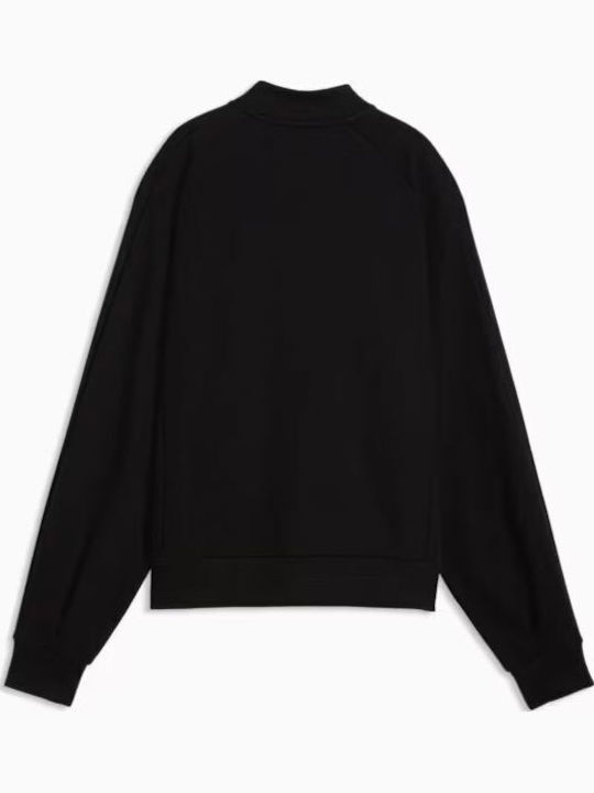 Long Women's Hooded Sweatshirt Cardigan Black