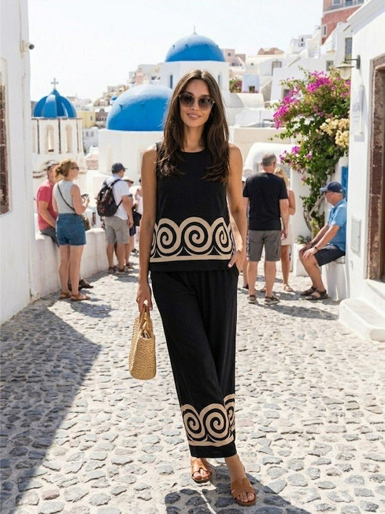 Women's Pantaloons with Elastic in Loose Fit Black