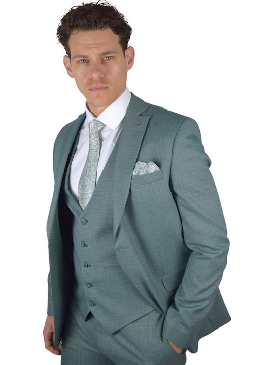 Men's Suit with Vest Green