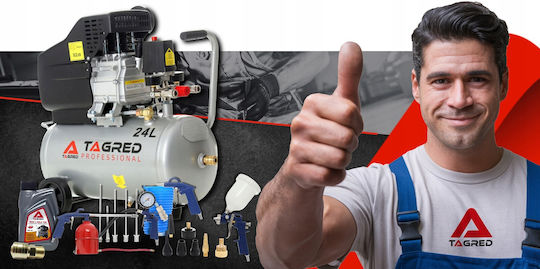 Tagred Cu o singură fază Compresor de aer 95dB cu Putere 3.4hp și Rezervor de aer 24lt