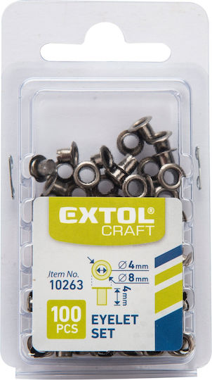 Комплект 100 Очи Extol Craft 10263 Никелово Сив Вътрешен Диаметър 4мм