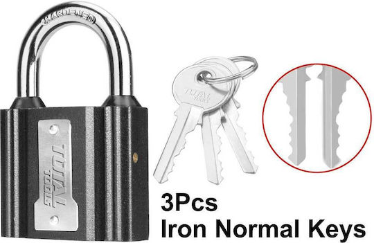 Total Padlock Brass with Key 75mm Black 1pcs