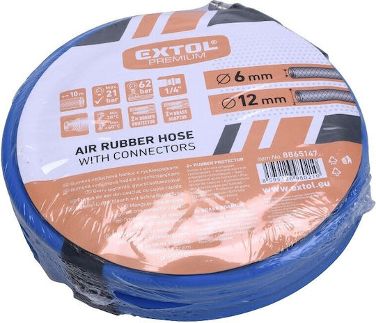 Furtun de Aer Extol Premium 8865147 10m 1/4 Cauciuc Cu Cuplare Rapidă 21 Bar