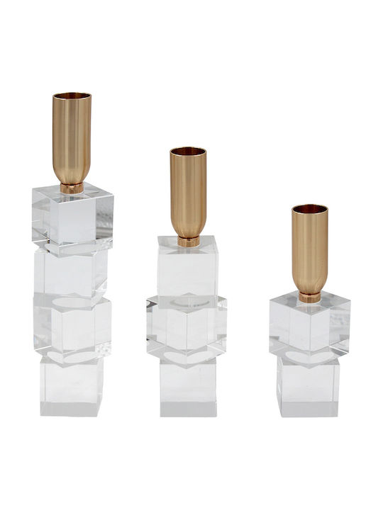 Keskor Set Candle Holders Crystal in Transparent Colour 3 Pieces