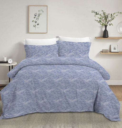 Olia Home Set Super dublu 4buc 160x200+35cm cu Elastic Albastru prăfuit