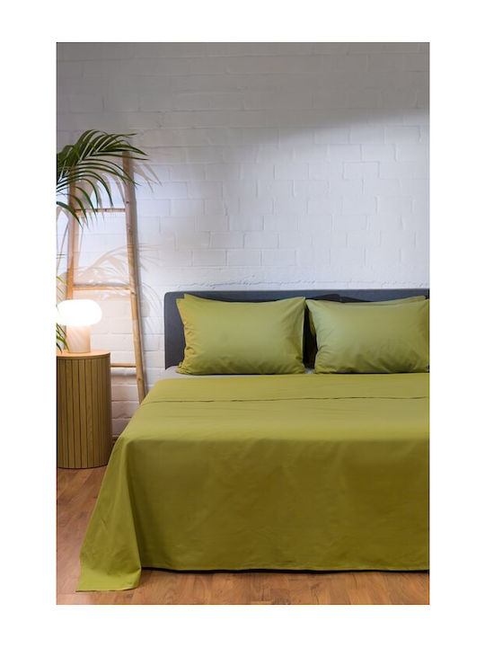 Naf Naf Hue Bed Sheet Set with 2 Pillowcases Super King with Rubber Hugger 170x260cm Willow Ghost Gray 3 Pieces