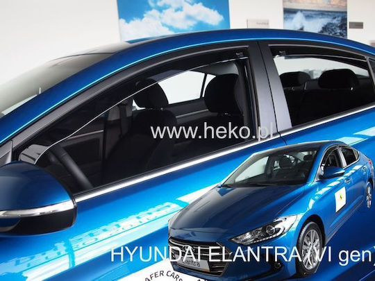 Heko Set of Windbreakers Front and Rear Car Dark Fime for Hyundai Elantra 4pcs