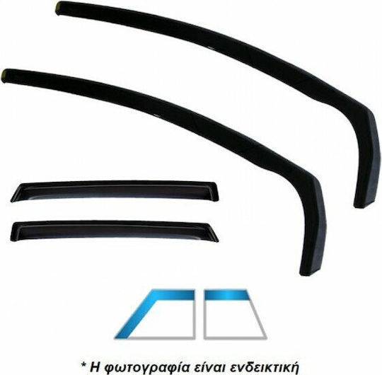 Heko Set of Windbreakers Front and Rear Car Dark Fime for Mazda 2 4pcs