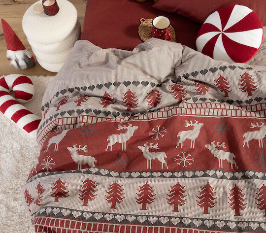 Nef-Nef Homeware Sheet Sets Queen Flannel 240x260cm. Tinsel Bordo 4pcs
