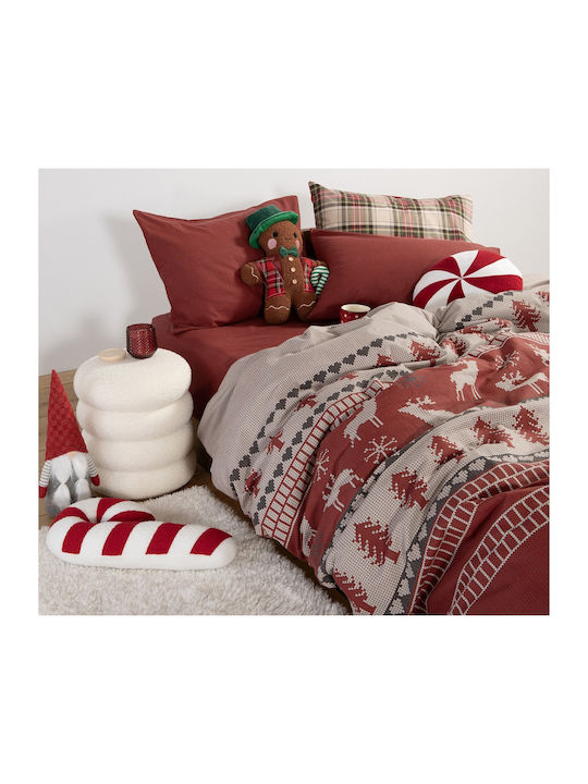 Nef-Nef Homeware Сет Чаршафи Фланелени 240x260см. Tinsel Bordo 4бр