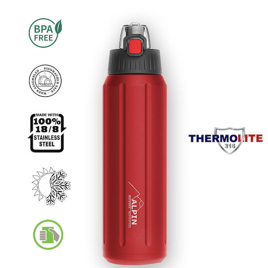 Alpin Recycelbares Thermosflasche Rostfreier Stahl / Aluminium BPA-frei 450ml Rote