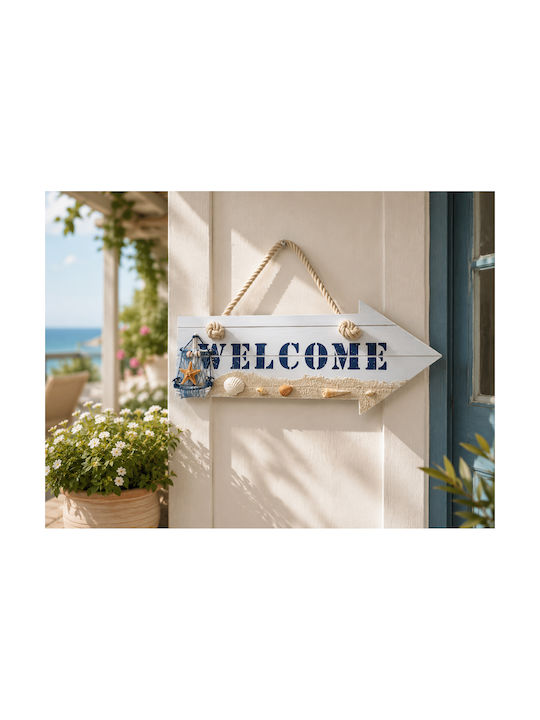 Decorative Handmade White Wooden Sign 30x12cm