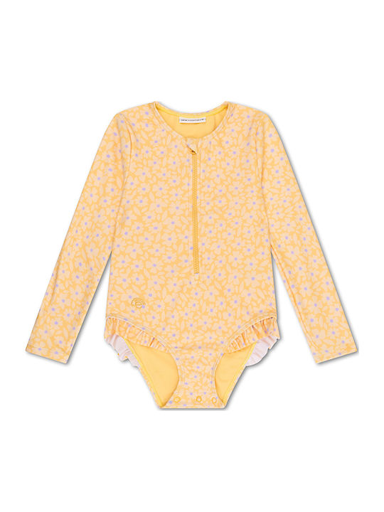Swim Essentials Детски Бански Цял С Дълъг Ръкав Жълти Цветя