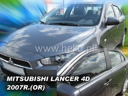 Heko Set of Windbreakers Front and Rear Car Dark Fime for Mitsubishi Lancer 4pcs