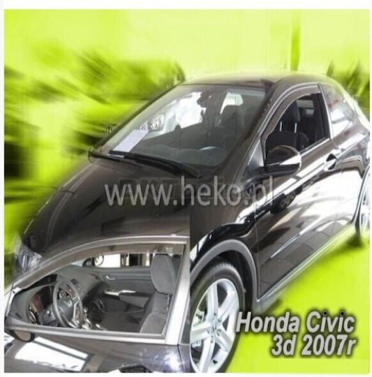 Heko Set of Windbreakers Front Car Dark Fime for Honda Civic Type-S/Type-R 3D 2pcs