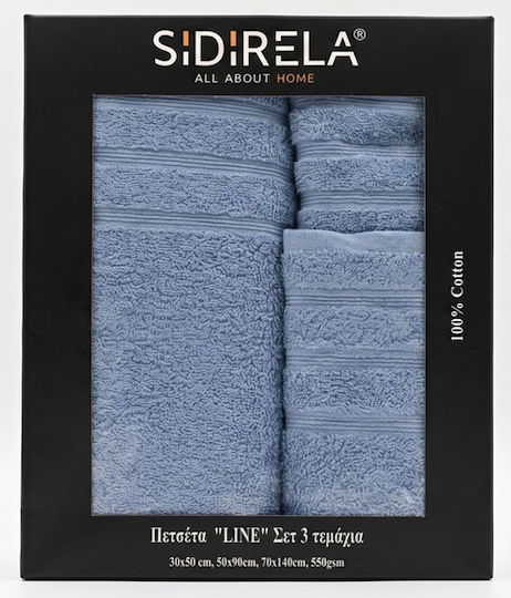 Sidirela Set of Bath Towels 3 pcs Blue