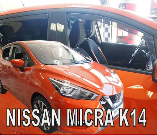 Heko Set of Windbreakers Front and Rear Car Dark Fime for Nissan Micra 4pcs