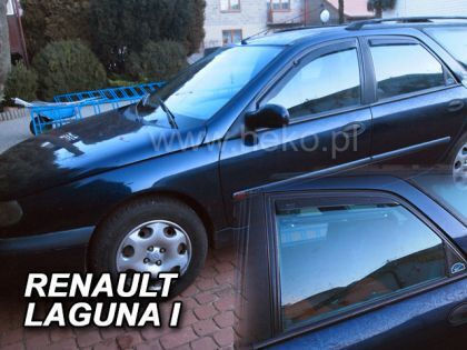 Heko Set of Windbreakers Front and Rear Car Dark Fime for Renault Laguna 4pcs