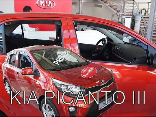 Heko Set of Windbreakers Front and Rear Car Dark Fime for Kia Picanto III 5D 2017 4pcs