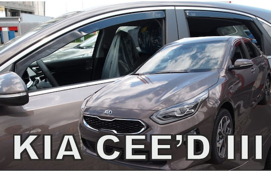 Heko Set of Windbreakers Front and Rear Car Dark Fime for Kia Ceed III Hatchback 5D 2018 4pcs