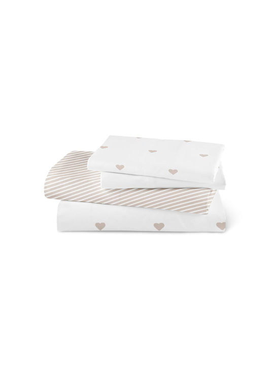 Borea Mix & Match Hearts Pillowcase Set Beige 50x70cm.