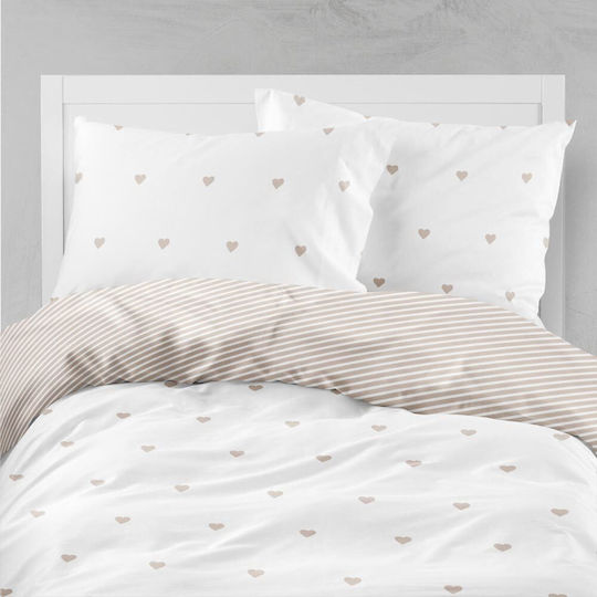 Borea Mix & Match Hearts Σετ Μαξιλαροθήκες Μπεζ 50x70εκ.