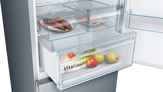 Bosch Kühl-Gefrierkombination 438Es Total NoFrost H203xB70xT67cm. Metal Look KGN49XLEA