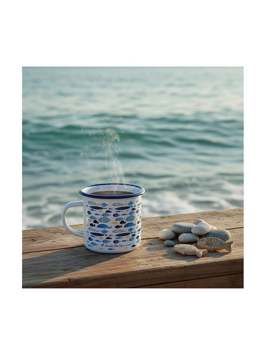 Enamel Mug Greek Me Up 360ml Fish Tct11309