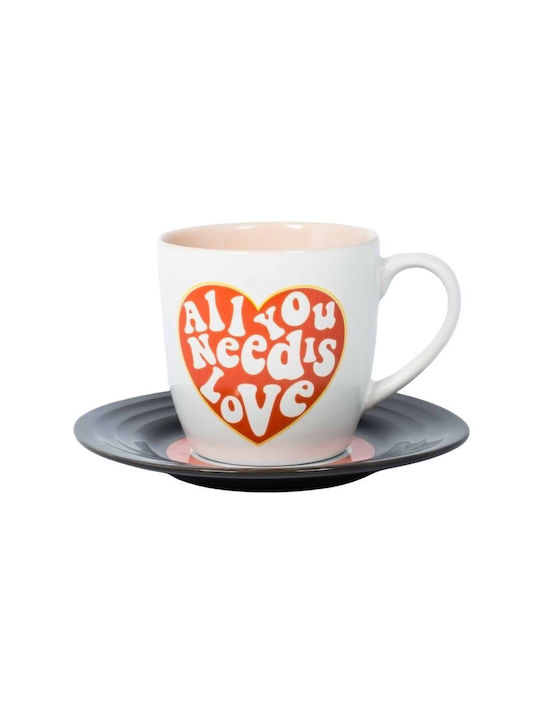 Thumbs Up L&M Mug & Saucer Set - Love Ceramic White Mug 250ml