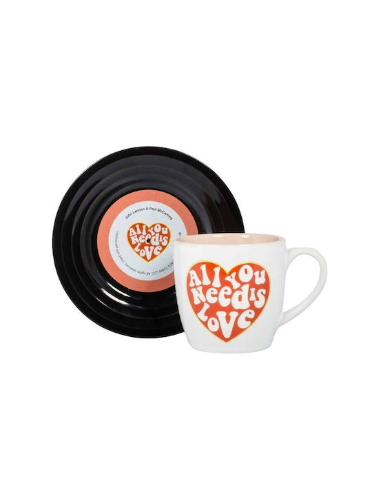 Thumbs Up L&M Mug & Saucer Set - Love Ceramic White Mug 250ml