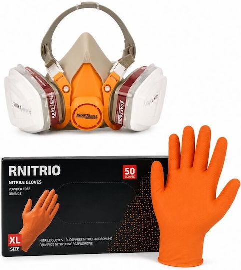 Set Echipament de Protecție pentru Vopsitor Mască pentru Vopsitor + Filtru + Mănuși din Nitril Mărimea S