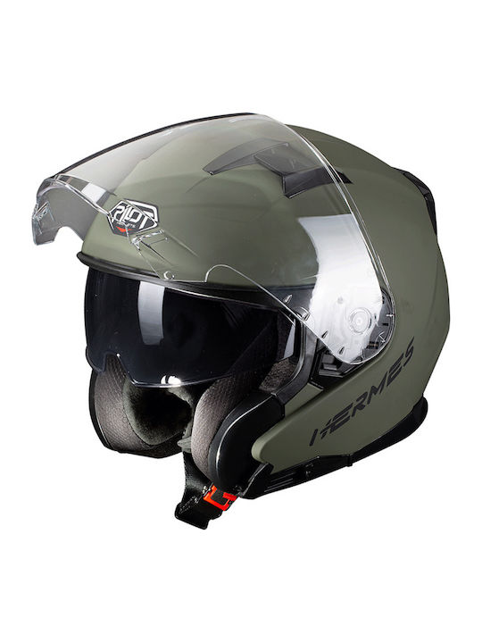 Pilot Hermes SV Mat Military Motorradhelm Jet ECE 22.06 1400gr mit Sonnenblende