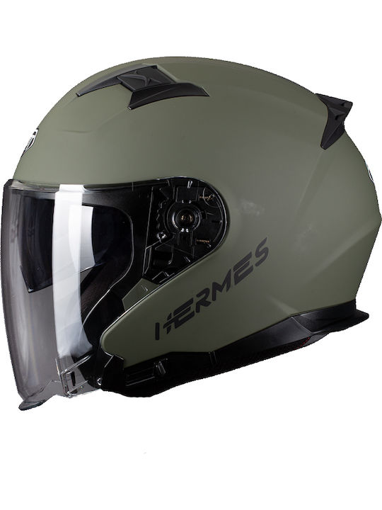 Pilot Hermes SV Mat Military Motorradhelm Jet ECE 22.06 1400gr mit Sonnenblende
