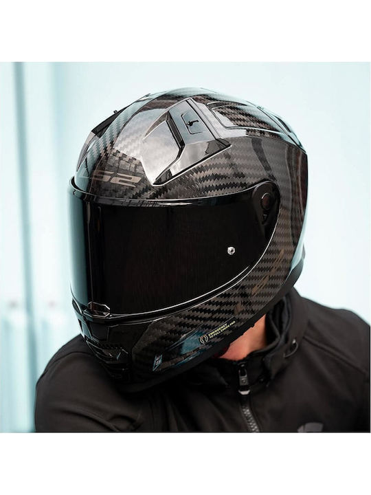 LS2 FF811 Vector II Solid Carbon Motorcycle Helmet Full Face ECE 22.06 1500gr with Pinlock and Sun Visor