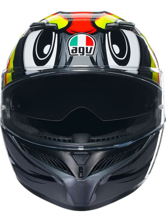 AGV K3 Birdy 2.0 Grey/Yellow/Red Cască Moto Față întreagă ECE 22.06 1550gr cu Pinlock și Sunvisor
