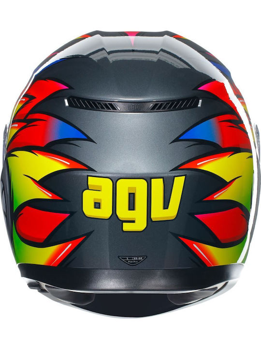 AGV K3 Birdy 2.0 Grey/Yellow/Red Cască Moto Față întreagă ECE 22.06 1550gr cu Pinlock și Sunvisor