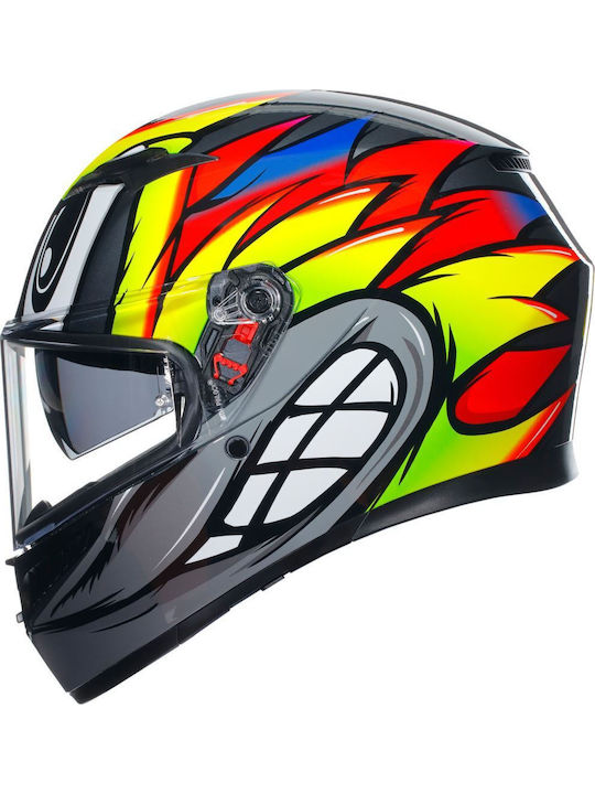 AGV K3 Birdy 2.0 Grey/Yellow/Red Cască Moto Față întreagă ECE 22.06 1550gr cu Pinlock și Sunvisor