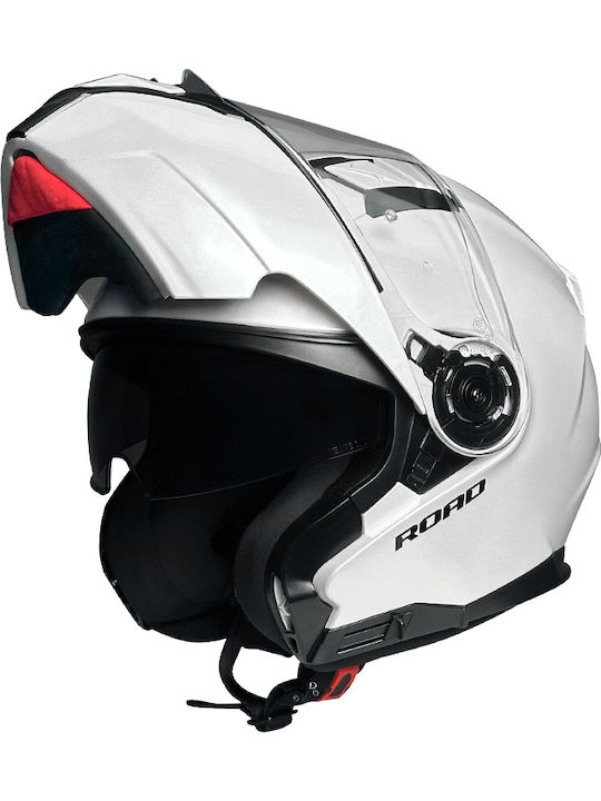Pilot Road II Gloss White Motorradhelm Aufklappbar ECE 22.06 1600gr mit Sonnenblende