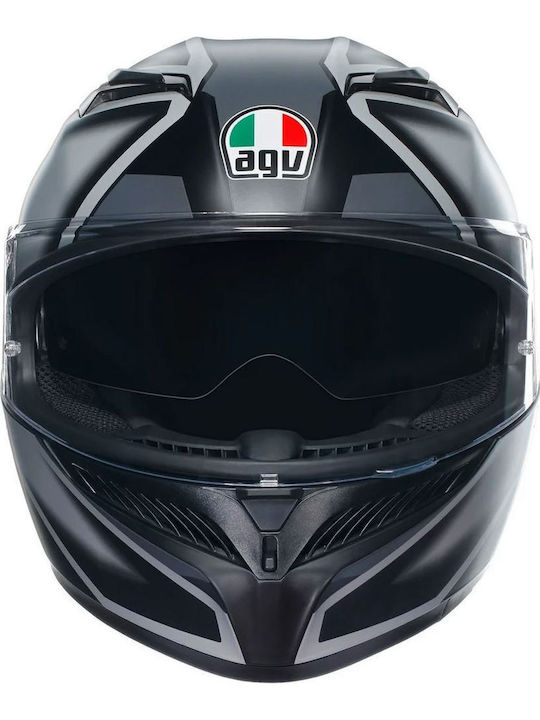 AGV K3 Compound Matt Black/Grey Cască Moto Față întreagă ECE 22.06 1500gr cu Pinlock