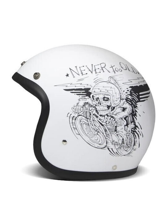 DMD Vintage Oldie White Motorcycle Helmet Jet ECE 22.05