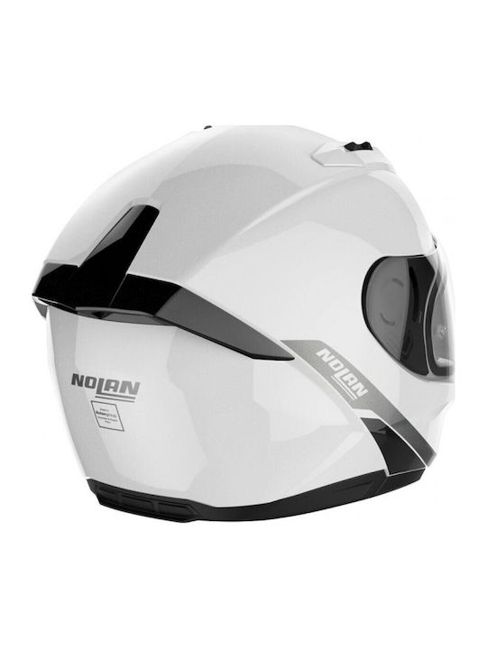 Nolan N60-6 Staple N-Com Metal White 43 Motorcycle Helmet Full Face ECE 22.06 with Sun Visor