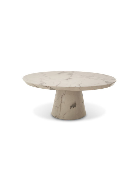 Τραπεζάκι Disc Marble Look Coffee Table Λευκό Μάρμαρο Ø100 X H40,6 Cm Polspotten