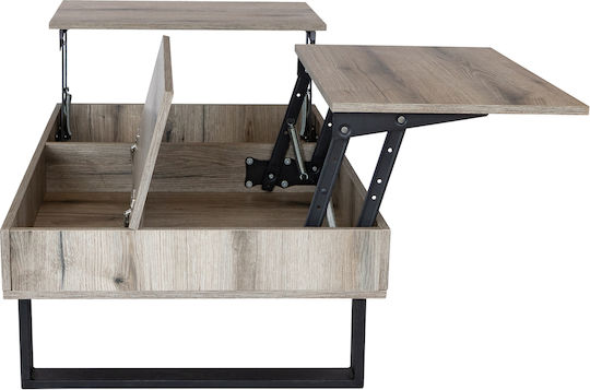 Rectangular Central Smart Wooden Coffee Table with Lifting Mechanism Grey W110xD70xH39cm