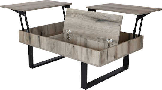 Rectangular Central Smart Wooden Coffee Table with Lifting Mechanism Grey W110xD70xH39cm
