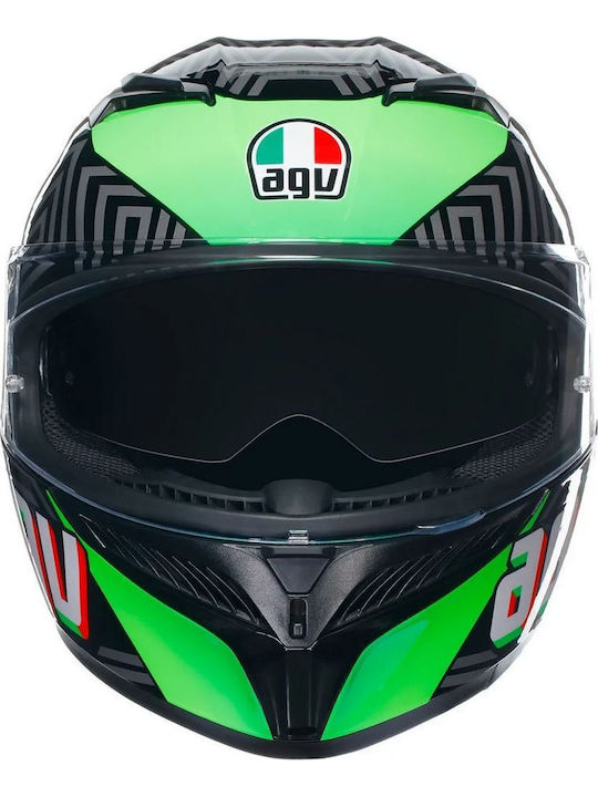 AGV K3 Kamaleon Black/Red/Green Cască Moto Față întreagă ECE 22.06 1500gr cu Pinlock