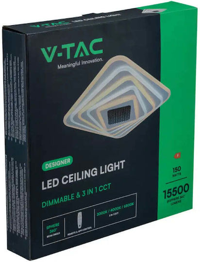 V-TAC Deckenleuchte 50cm Weiß mit Integrierter LED und Fernbedienung