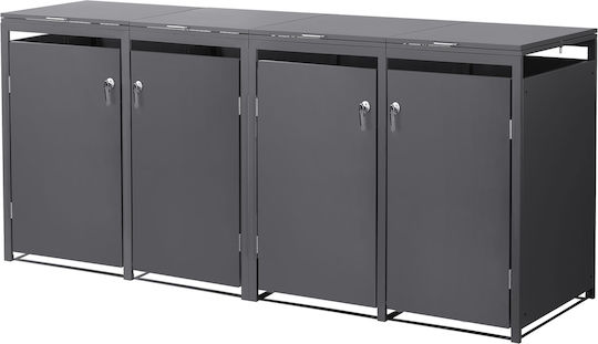 Cutie pentru 4 Coșuri de Gunoi de până la 240 Litri Oțel Antracit Design Ml