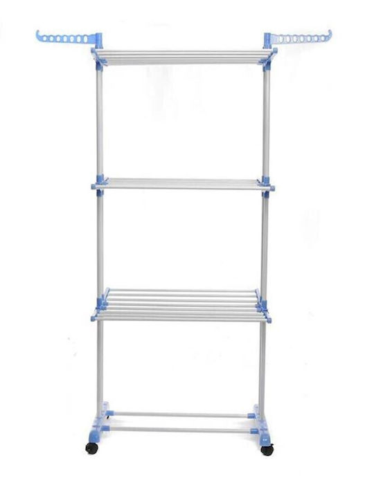 Bass Polska Folding Floor Clothes Drying Rack for Balcony Made of Aluminum with Wheels 162x78cm
